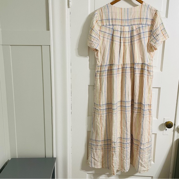 NWT Madewell Linen-Blend Clara Midi Dress in Plaid Pastel - Picture 8 of 12